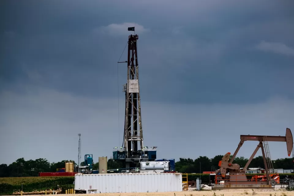 Oil drilling rig in South Texas.
